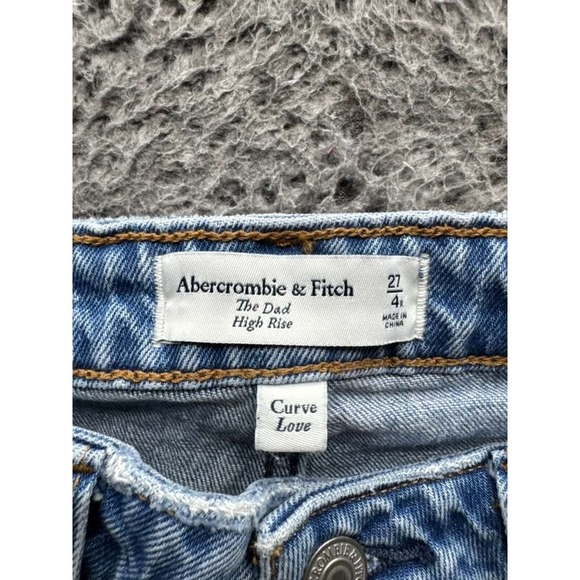 Abercrombie & Fitch The Dad High Rise Curve Love Denim Jeans Blue Womens Size 27 - Picture 8 of 16